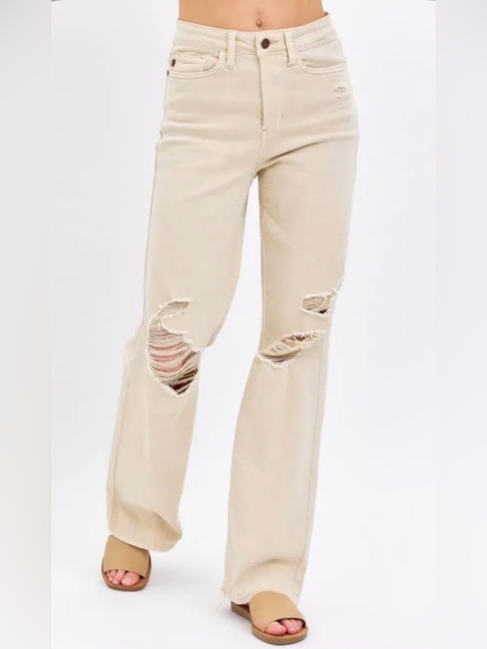 Judy Blue Cream Wide Leg Jeans